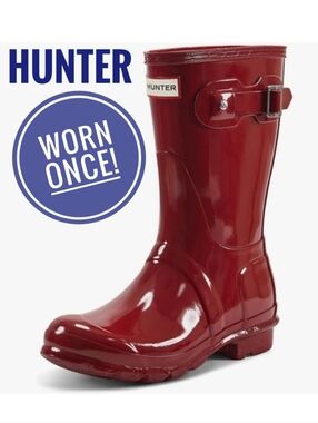 Hunters Short Gloss Red Rainboots New Condition